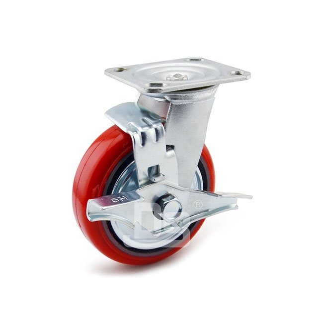 DS34 Series Cast Iron Core Polyurethane Tread Swivel With Side Lock Brake Caster 
