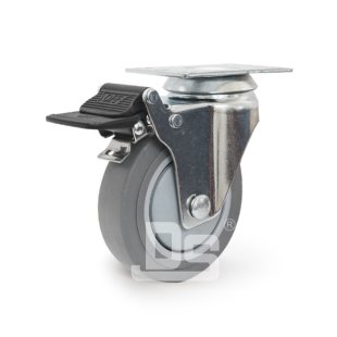 DS20 Anti-static Plastic Core TPE Rubber Tread Swivel With Dual Lock Brake Caster
