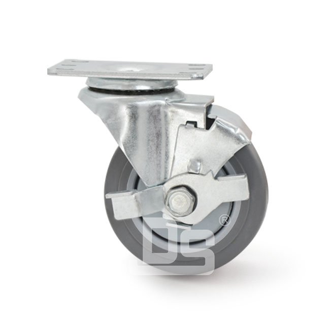 DS20 Anti-static Plastic Core TPE Rubber Tread Swivel With Side Lock Brake Caster