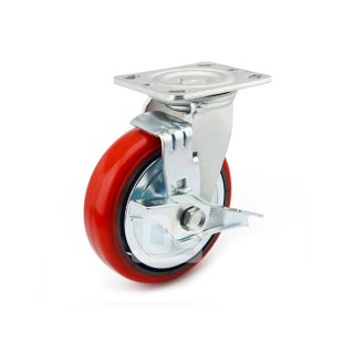 DS40 Series Cast Iron Core Polyurethane Tread Swivel With Side Lock Brake Caster 