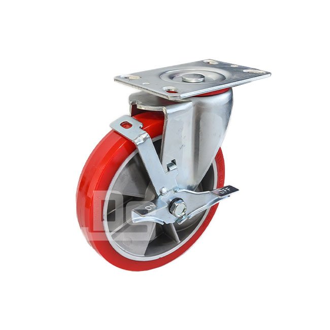 TQ40 Series Aluminum Core Polyurethane Tread Swivel With  Brake Caster 