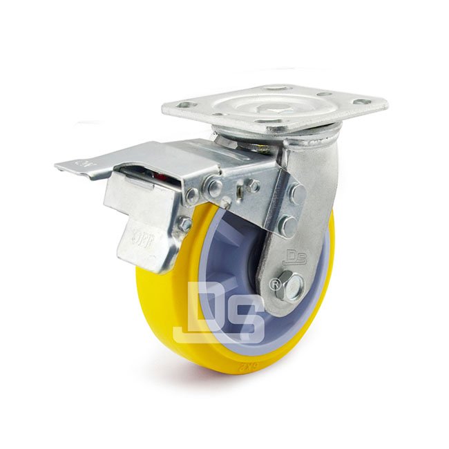 DS40 Series Plastic Core Polyurethane Tread Swivel With Dual Lock Brake Caster 
