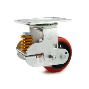 DS94 Series Iron Core PU Single Spring Shock Absorbing Swivel Caster 
