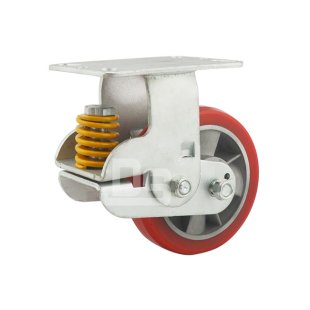 DS94 Series Aluminum Core PU Spring Shock Absorbing Rigid Caster