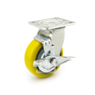 DS40 Series Cast Iron Core Heavy Duty Polyurethane Tread Swivel With Side Brake Caster 