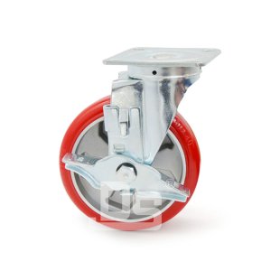 DS32 Series Aluminum Core Polyurethane Tread Swivel With Side Lock Brake Caster