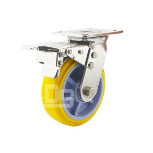DS40 Series Plastic Core Polyurethane Tread Stainless Steel Swivel With Dual Brake Caster 