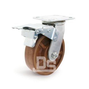 DS40 Series 280°C Nylon & Glass Fiber Swivel With Dual Lock Brake Caster